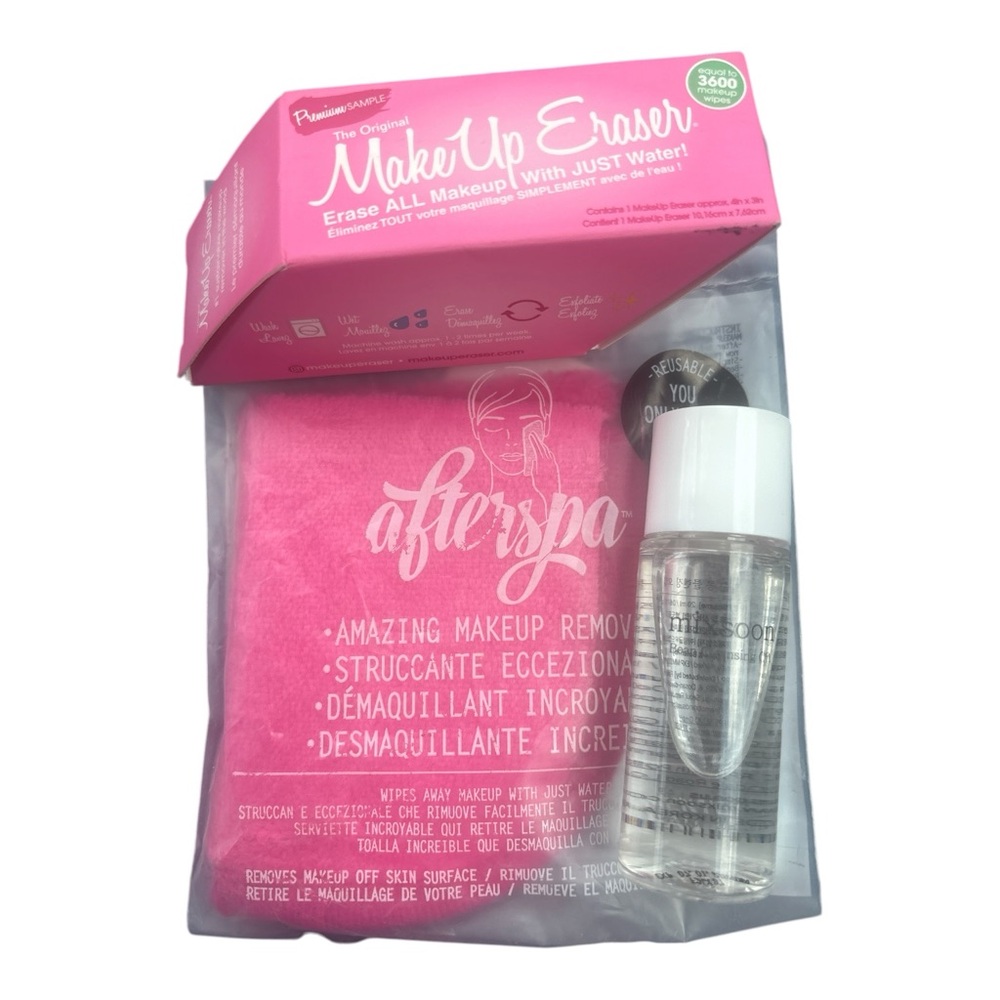 Pink MakeUp Eraser Makeup Remover Cloth with Cleansing Spray